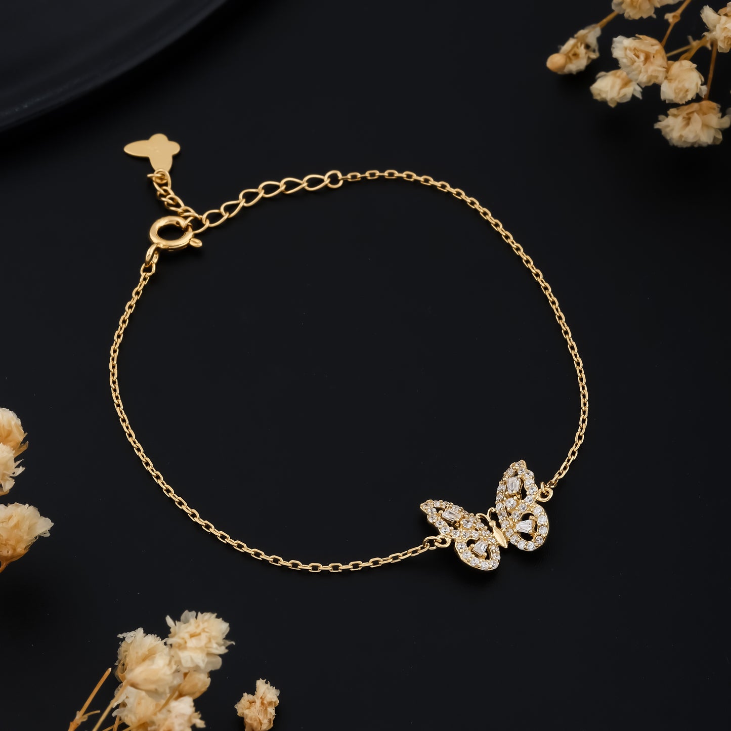 Whimsical Gold Butterfly Link Bracelet Adjustable and Stylish