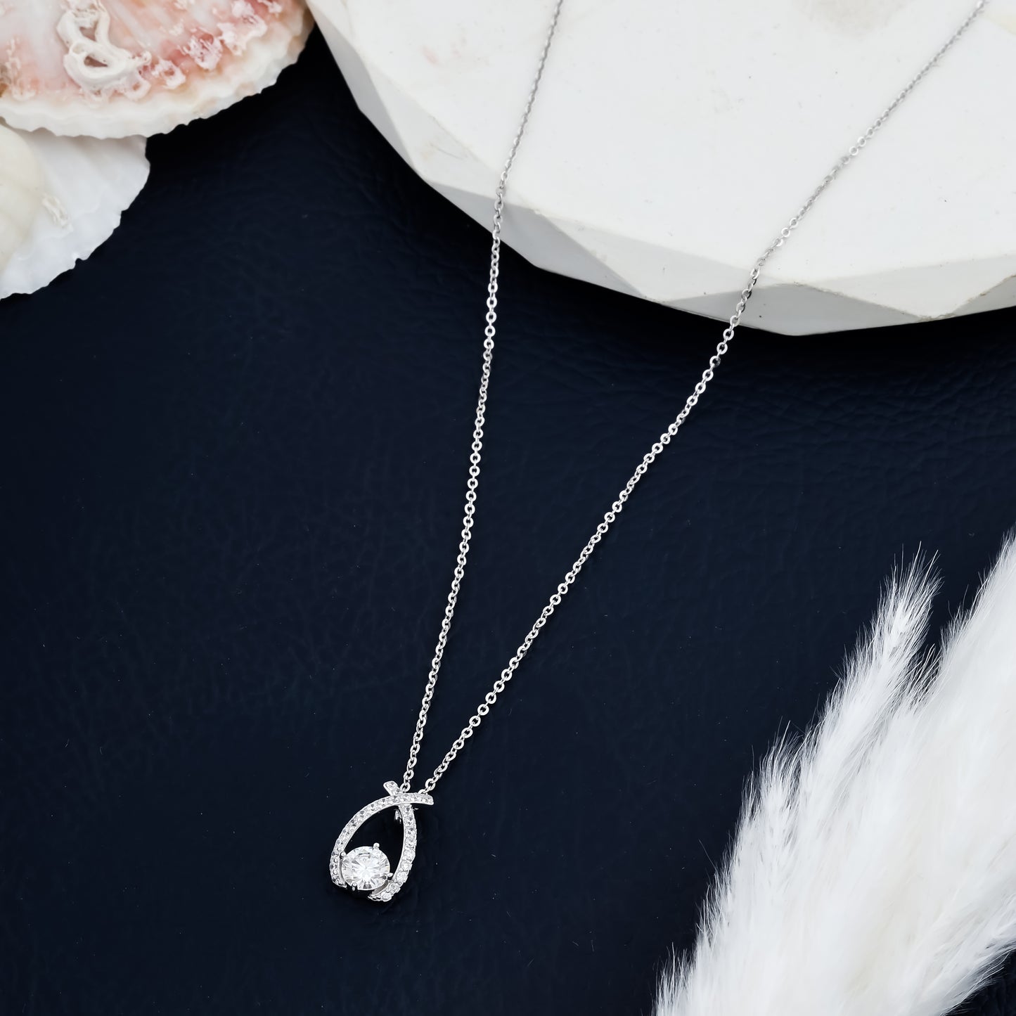 Silver Infinity Knot Necklace Sparkling Crystal Pendant