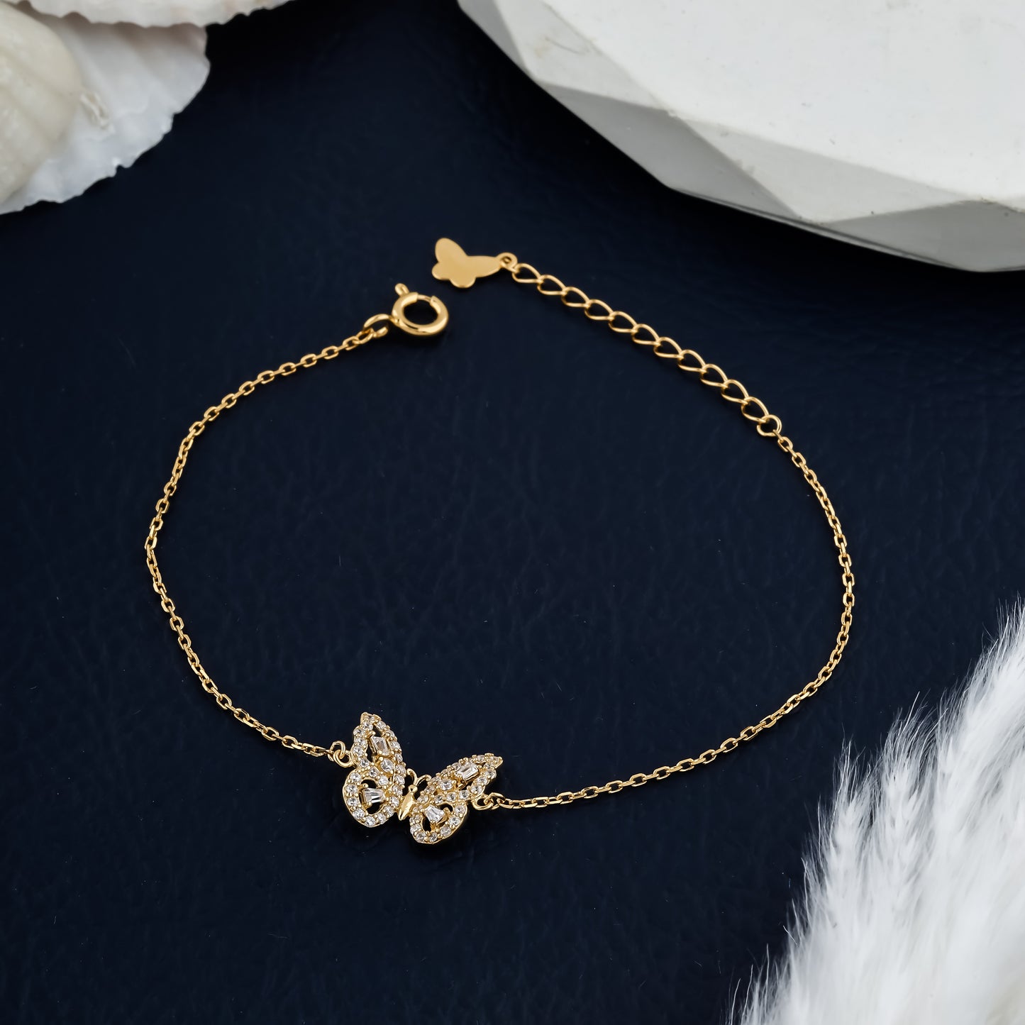 Whimsical Gold Butterfly Link Bracelet Adjustable and Stylish