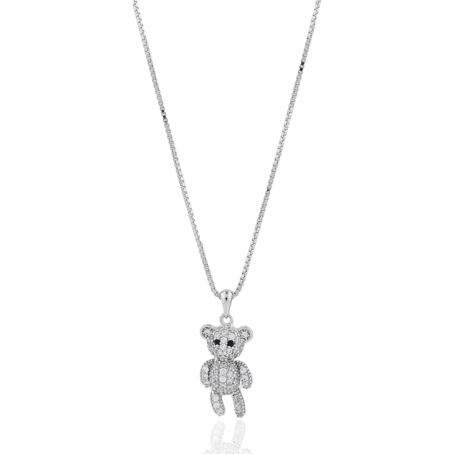 Unique Movable Teddy Bear Pendant Silver with Cubic Zirconia