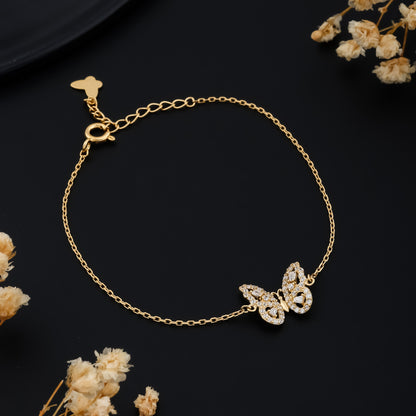Whimsical Gold Butterfly Link Bracelet Adjustable and Stylish