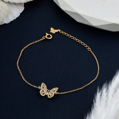 Whimsical Gold Butterfly Link Bracelet Adjustable and Stylish