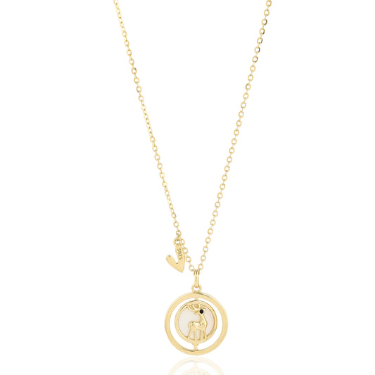 Gold Deer Necklace with Crystal Halo Sparkling Reindeer Pendant
