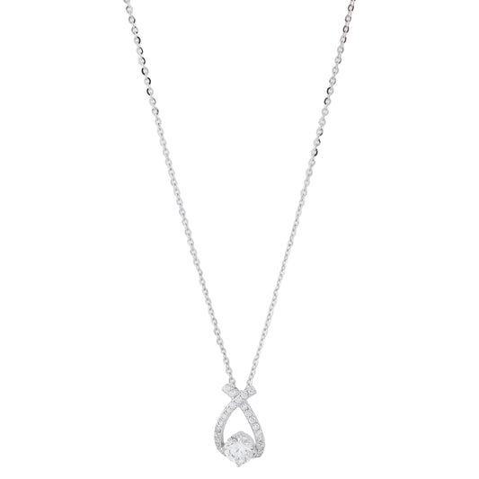 Silver Infinity Knot Necklace Sparkling Crystal Pendant